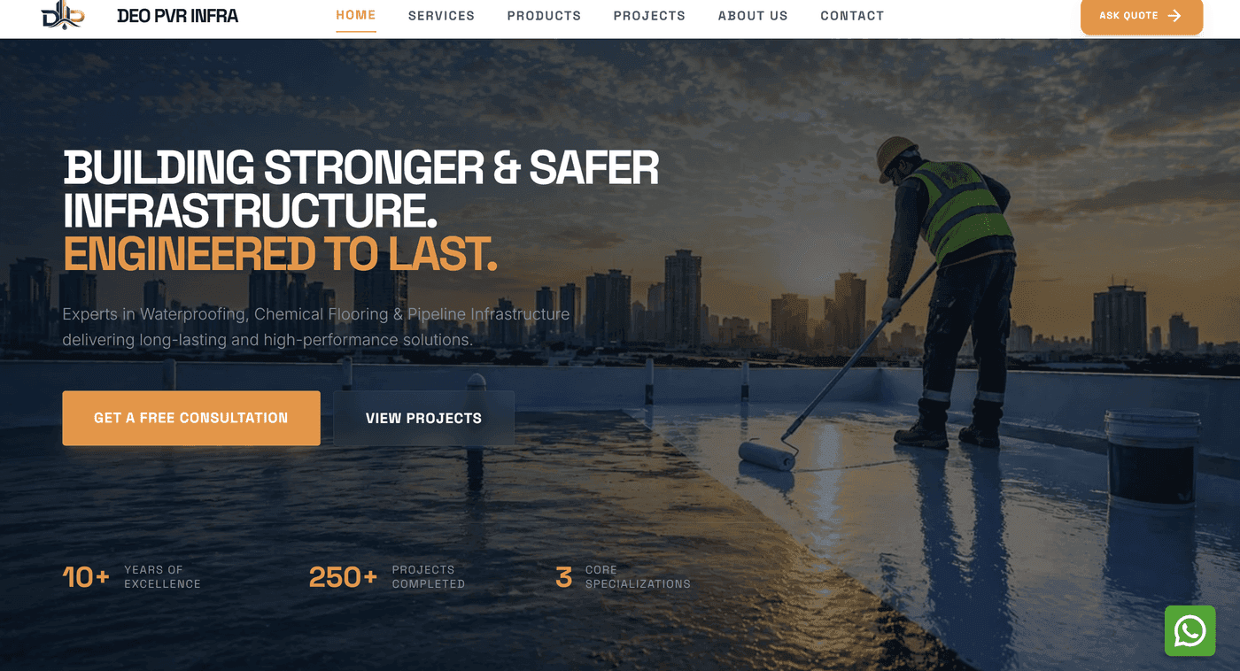 Devpvr Infra website preview