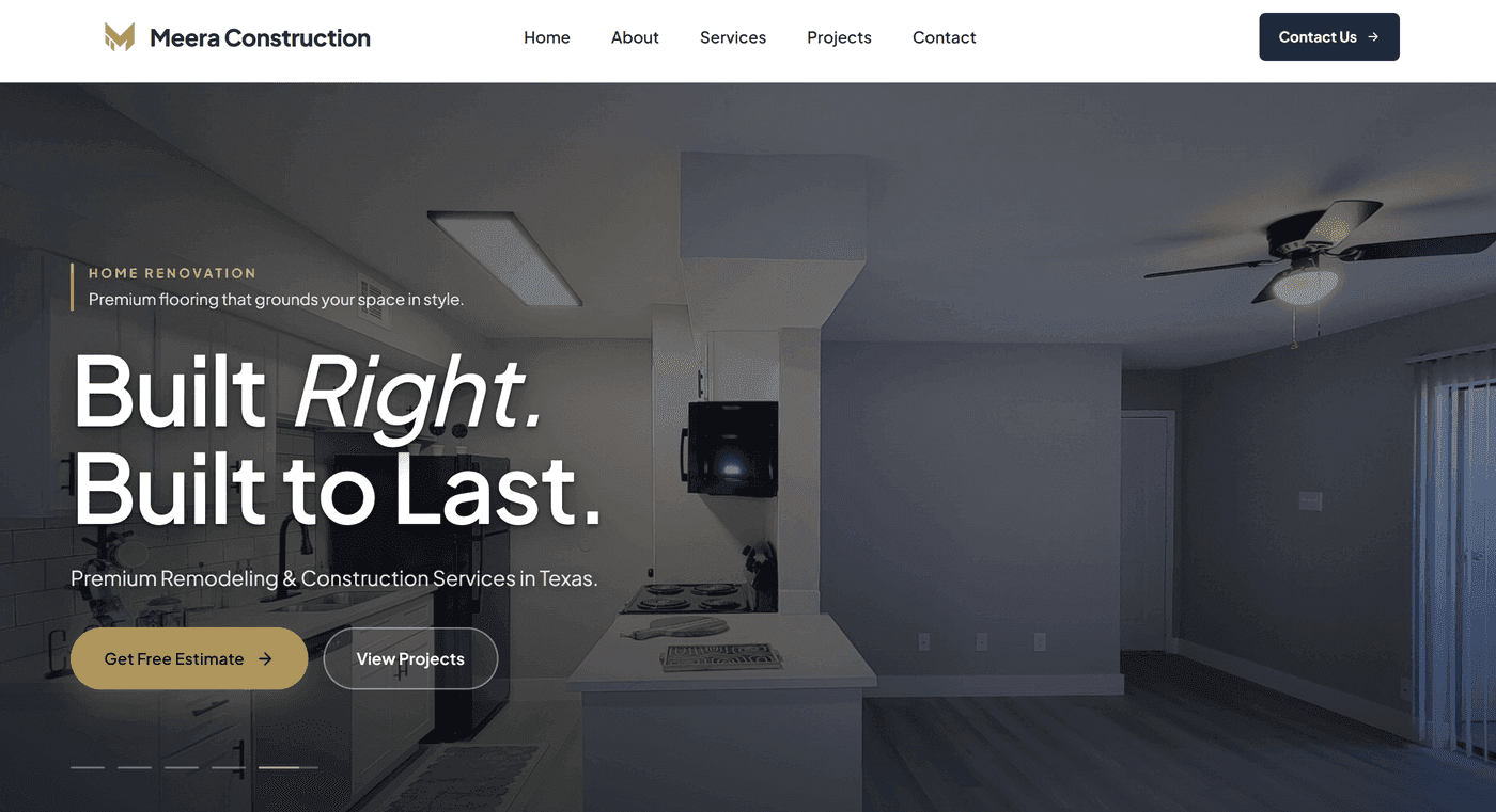 Meera Construction website preview